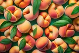 Fototapeta Kwiaty - Close-up of Colorful Seamless Texture Pattern of Fresh Peaches Background. Generative AI