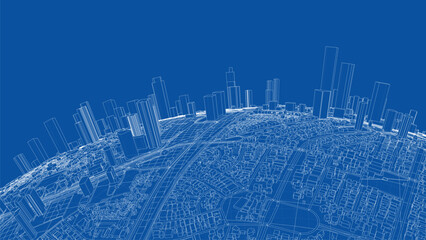 Poster - 3d city sphere. Vector rendering of 3d
