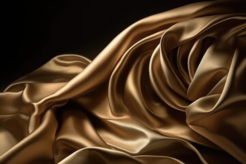 Golden cloth silk fabric satin surface with soft wave generative ai