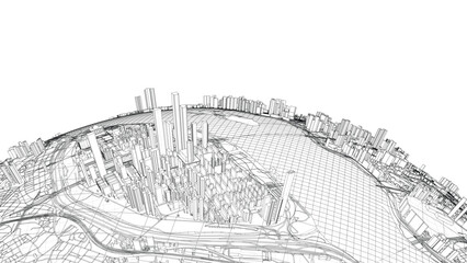 Poster - 3d city sphere. vector rendering of 3d