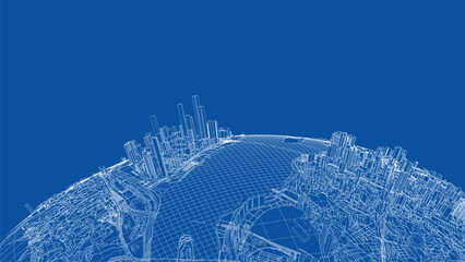 Poster - 3d city sphere. vector rendering of 3d