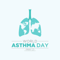 Wall Mural - World asthma day. Vector illustration of world asthma day awareness poster with healthy lungs and inhaler.