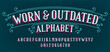 Worn and Outdated alphabet font. Vintage letters and numbers. Vector typeface for your typography design.