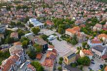 Panoramic Aerial View Of The Centrum Of The Town Karlovo, Bulgaria