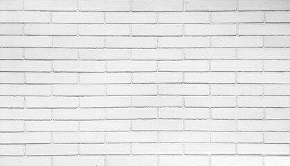 Wall Mural - white painted modern brick wall used as panoramic background in close up view. detail of a white brick wall texture.