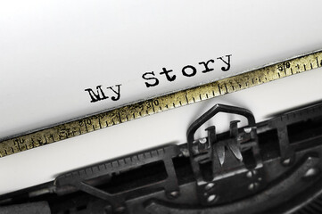 Poster - Text My Story typed on retro typewriter