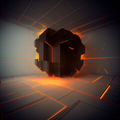 Poster - 3d render of abstract deatailed shape. Dynamic futuristic background . AI generated