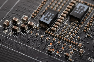 Poster - microchip computer graphic card on white background top view