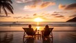 © EZPS - happy couple enjoy luxury sunset on the beach during summer vacations
