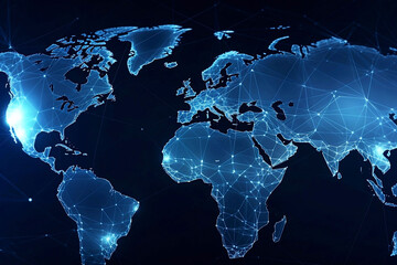 Wall Mural - blue earth map glow light background illustration