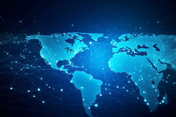 Wall Mural - blue earth map glow light background illustration