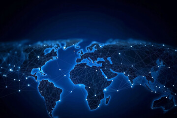 Wall Mural - blue earth map glow light background illustration