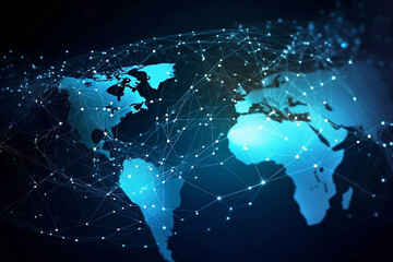 Wall Mural - blue earth map glow light background illustration