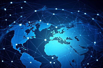 Wall Mural - blue earth map glow light background illustration