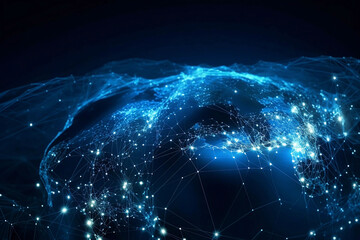 Wall Mural - blue earth map glow light background illustration