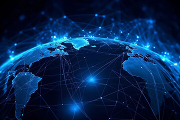 Wall Mural - blue earth map glow light background illustration