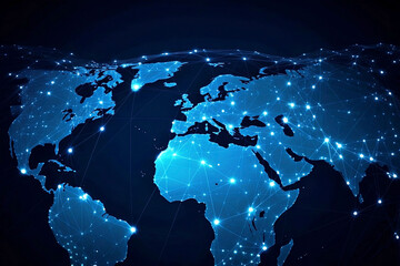 Wall Mural - blue earth map glow light background illustration