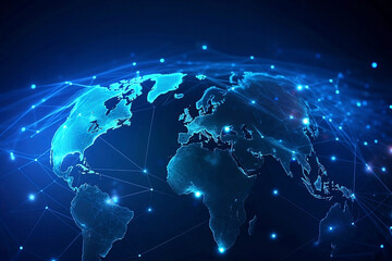 Wall Mural - blue earth map glow light background illustration