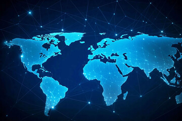 Wall Mural - blue earth map glow light background illustration