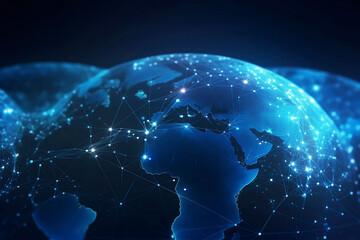 Wall Mural - blue earth map glow light background illustration