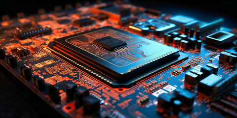 Poster - computer circuit board concept abstract pattern computer chip