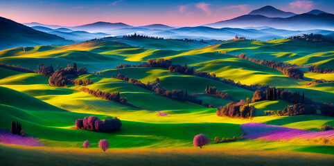 Italy Tuscany landscape. AI generated illustration