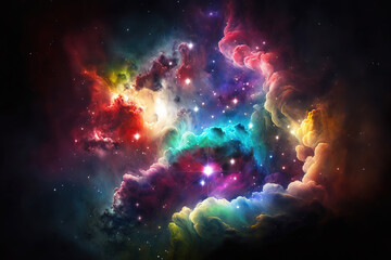 Wall Mural - colorful nebula with stars. fantasy galaxy generative ai background