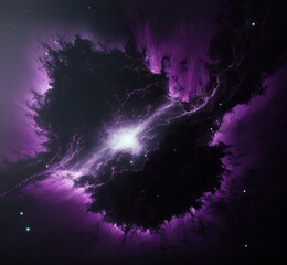 Wall Mural - purple and violet nebula with stars. fantasy galaxy generative ai background