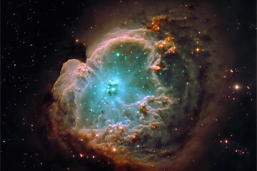 Pearl nebula with stars. Fantasy galaxy generative AI background