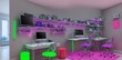© Usman - Photo of a modern workspace with a computer desk and colorful neon lights