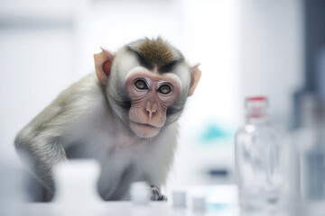 Wall Mural - monkey in research laboratory. generative ai illustration
