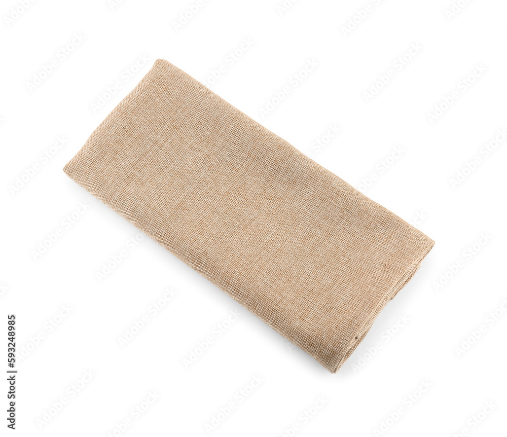 Folded fabric napkin on white background