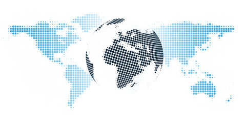 Poster - Global Network Connections, Wide Scale Technology Background - Transparent Design Template with Spotted Earth Globe and World Map - Includes Copyspace, Place, Room for Your Text