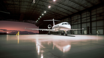 Wall Mural - Luxorious Business Jet in Hangar