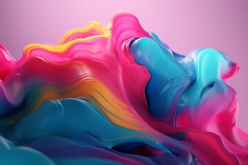 background decorative abstract flow neon pink curve wallpaper red pattern blue creative color. Generative AI.