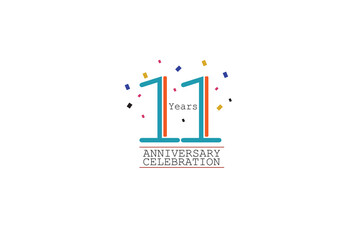 11th, 11 years, 11 year anniversary 2 colors blue and orange on white background abstract style logotype, vector design for celebration vector