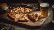 © olegganko - Hot pizza. Illustration AI Generative.