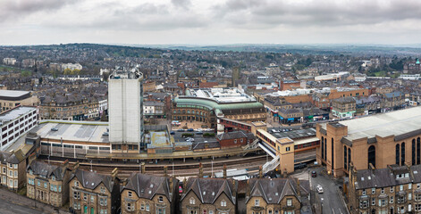 Canvas Print - Aerial view of Harrogate train station and town centre