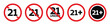 21 over icon isolated on background. 21 over icon symbol for your website. 21 over icon logo, sign, app, UI. 21 over icon Stock Vector, EPS10.