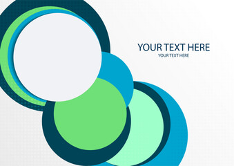 Poster - Colorful overlapping circles, modern abstract composition with shadows and text. Geometric background.
