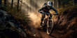 Mountainbiker Mountainbiking im Wald Trail Sommer Winter Illustration Digital Art Generative AI Hintergrund Sport Leistung Action