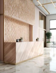 Wall Mural - Luxury and contemporary lobby area interior design with reception counter