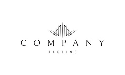 Wall Mural - vector logo on which an abstract image of a futuristic pyramid in a linear style.