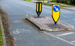 Island and dedicated cycle route bypassing traffic calming choke point