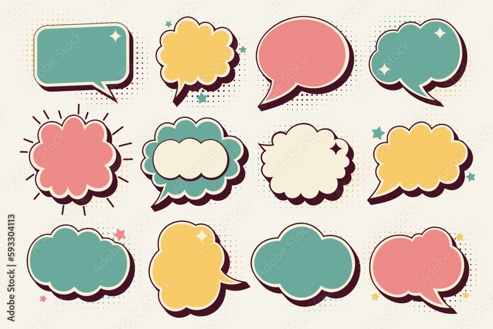 Set of retro comic speech bubbles. vector image. Stock Vector | Adobe Stock