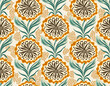 floral seamless folk pattern, vector illustration
