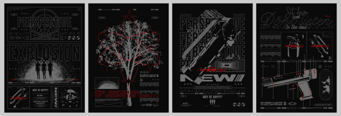 Wall Mural - retro futuristic poster. abstract print for streetwear, for jacket, t-shirt or sweatshirt. isolated 