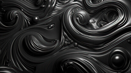 Sticker - Dark liquid oil petroleum background. Black background with ligth splashes. Mixed oil paints. Art fluid. Generative AI.