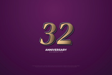 Wall Mural - 32 anniversary with number illustration.