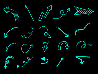 Poster - Design of a set of arrows glow in the dark, directions with a wide variety of combinations	